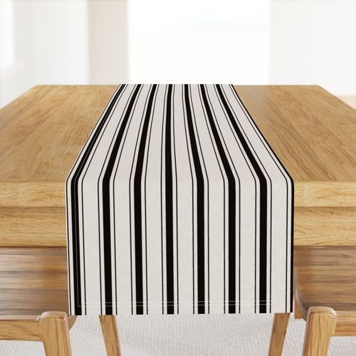 Small Coal Black Antique Vintage Mattress Ticking Stripe on Cream Interior Collection Home Styling Collection ticking stripe table runner design