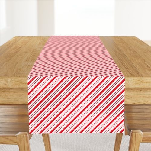 Small Classic Red Diagonal Christmas Candy Stripes Design Collection Interior Collection candy cane stripes table runner design