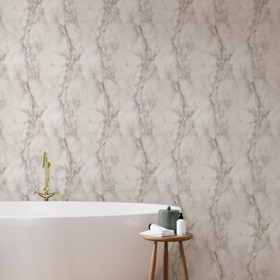 Classic Beige and White Marble Natural Stone Veining Quartz Wallpaper gray wallpaper
