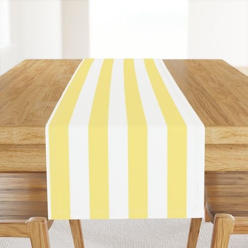 Buttermilk Yellow and White 2 Inch Vertical Cabana Stripes Decor Collection Home Decor Collection yellow white stripe table runner design