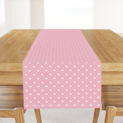 Mini White Valentines Polkadot Love Hearts on Cotton Candy Background Home Styling Collection Design Collection love heart table runner design