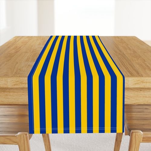 School Colors Vertical One Inch Stripe Blue and Gold Mairemont HS Interior Collection Home Styling Collection blue and gold table runner design