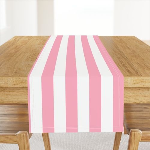 2 inch Wide Vertical Palm Beach Pink and White Cabana Stripes Home Styling Collection Home Decor Collection wide pink stripes table runner design