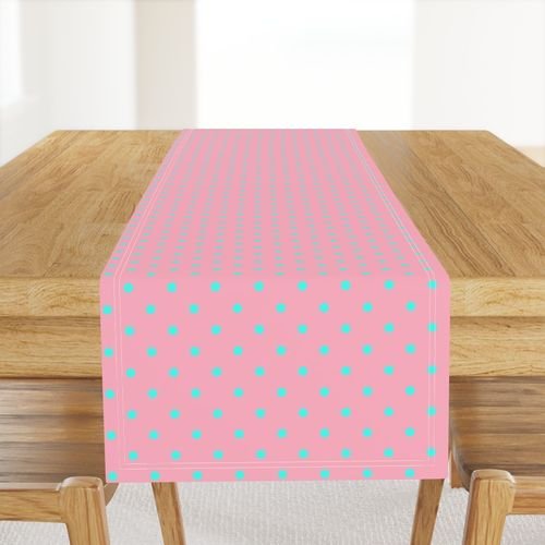 Small Polka Dots in South Beach Aqua Blue on Palm Beach Pink Interior Collection Home Decor Collection south beach aqua table runner design