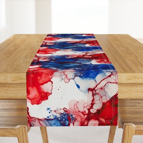 Red White and Blue Alcohol Ink American Patriotic Flag Colors Alcohol Ink Design Collection Home Styling Collection alcohol ink pattern table runner design