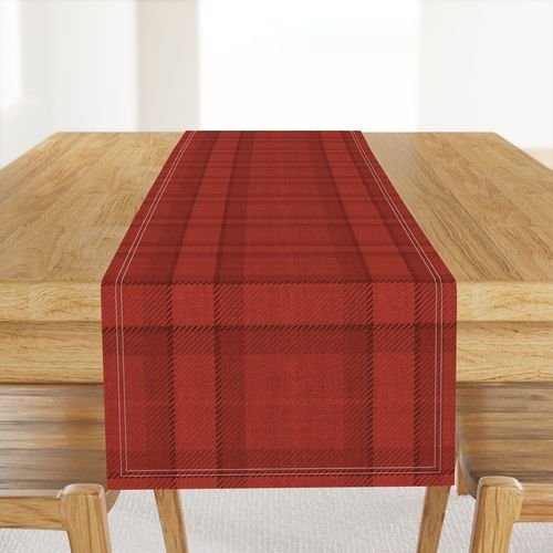 Red Vermillion Vintage Christmas Tartan Plaid Interior Collection Interior Collection wethered tartan table runner design