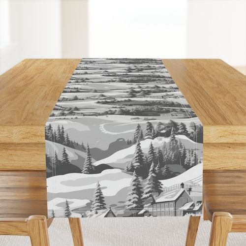 Small Montana Winter Cabins Montana with Evergreens in Grey Interior Collection Home Styling Collection china glaze table runner design