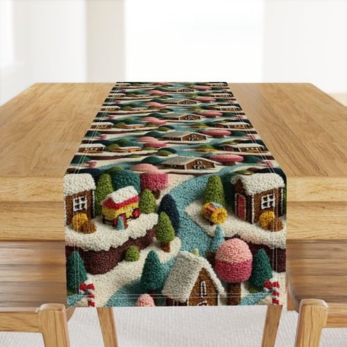 Gingerbread Crocheted Christmas Candy Land Village Home Decor Collection Interior Collection cozy table runner design