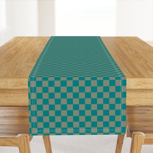 Classic Teal and Sage Green 1 Inch Check Home Decor Collection Design Collection 1 inch table runner design