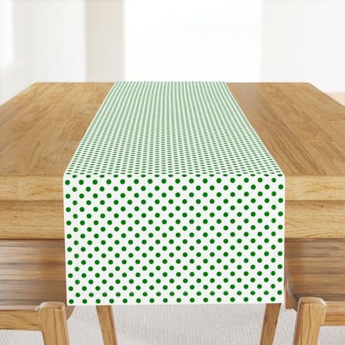 Green Spots on White 1 Inch Spacing Design Collection Home Decor Collection circle pattern table runner design