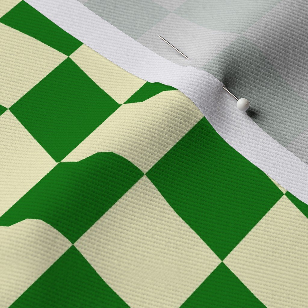 Green and Cream White 1 Inch Check Fabric 1 inch check fabric