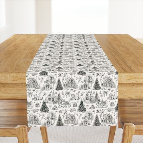Christmas Cats Toile Black and White Home Styling Collection Home Styling Collection christmas cats table runner design