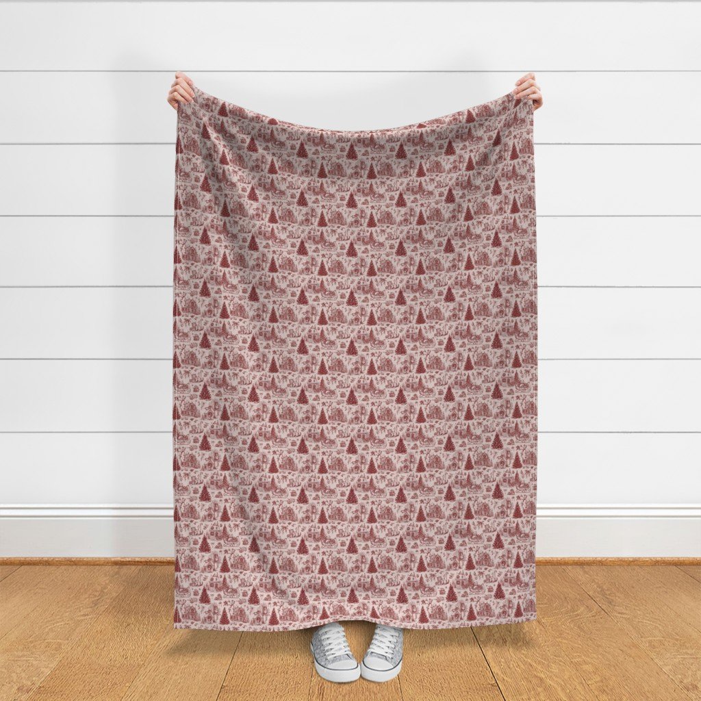 Christmas Cats Toile Christmas Red Fabric cat pattern fabric