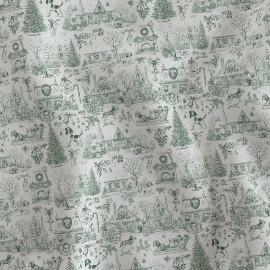 Christmas Dogs Toile Forest Green Decor Collection Design Collection forest green fabric