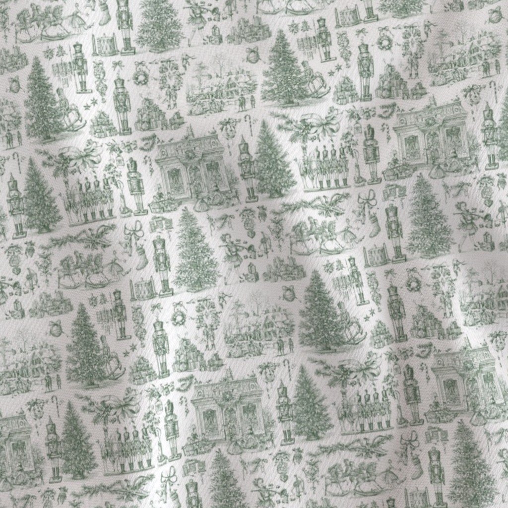 Christmas Nutcracker Toile Forest Green Fabric christmas nutcracker fabric