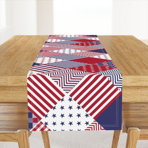USA Americana Patchwork Red White & Blue Quilt Patterns Decor Collection Interior Collection usa patchwork table runner design