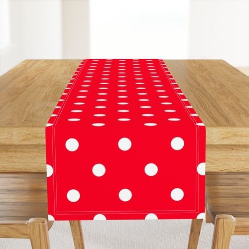 White Polkadots on Cherry Red Home Decor Collection Decor Collection white spots table runner design