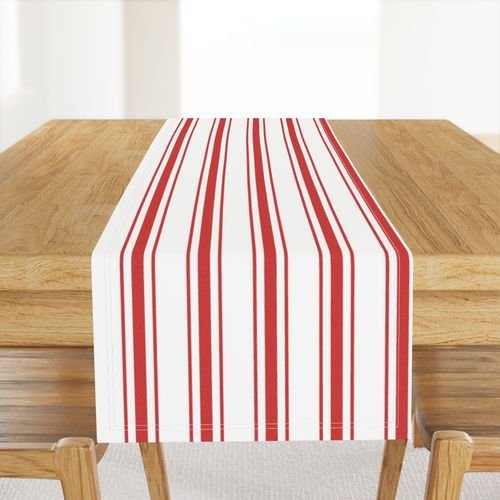 Mattress Ticking Wide Striped Pattern in Red and White Home Styling Collection Home Styling Collection vertical stripe table runner design
