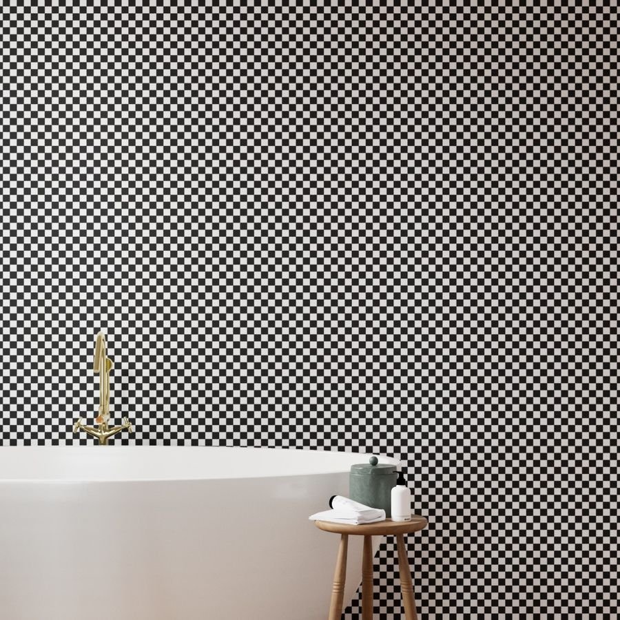 Black and White Checkerboard 1 inch-Check Wallpaper checked plaid wallpaper