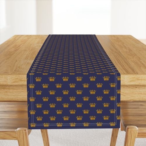 Mini Gold Crowns on Royal Blue Design Collection Interior Collection blue and gold crowns table runner design