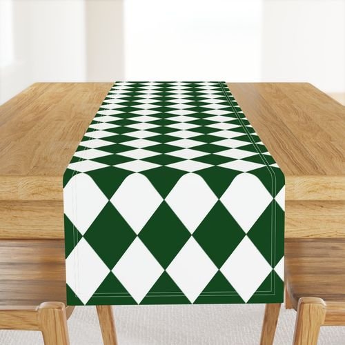 Hunter Green Modern Diamond Pattern Decor Collection Home Styling Collection hunter harlequin table runner design