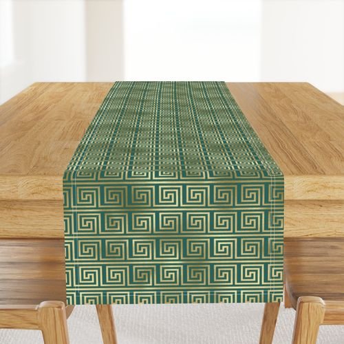Teal and Faux Gold Foil Vintage Art Deco Greek Key Pattern Interior Collection Interior Collection greek key table runner design